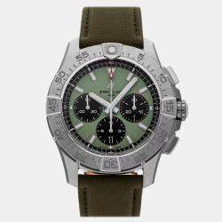 Pre Owned Breitling Avenger AB0147101L1X1 Green Stainless Steel Automatic Men's Watches 44mm