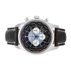 Pre Owned Breitling Black Stainless Steel Transocean Unitime Chronograph AB0510U4/BB62 Men's Wristwatch 46 MM