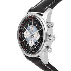 Pre Owned Breitling Black Stainless Steel Transocean Unitime Chronograph AB0510U4/BB62 Men's Wristwatch 46 MM