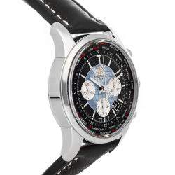 Pre Owned Breitling Black Stainless Steel Transocean Unitime Chronograph AB0510U4/BB62 Men's Wristwatch 46 MM