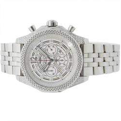 Pre Owned Breitling Silver Diamonds Stainless Steel Bentley Barnato A41390AP/G788 Men's Wristwatch 42 MM