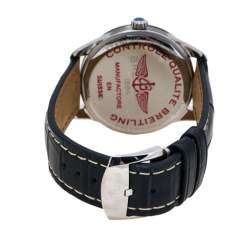 Breitling Blue Stainless Steel Croco Leather Premier A37340351C1P2 Men's Wristwatch 40 mm