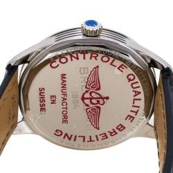 Breitling Blue Stainless Steel Croco Leather Premier A37340351C1P2 Men's Wristwatch 40 mm