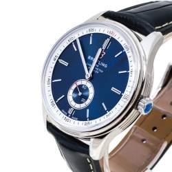 Breitling Blue Stainless Steel Croco Leather Premier A37340351C1P2 Men's Wristwatch 40 mm