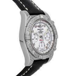 Pre Owned Breitling White Diamonds Stainless Steel Chronomat AB0140AF/A744 Men's Wristwatch 41 MM