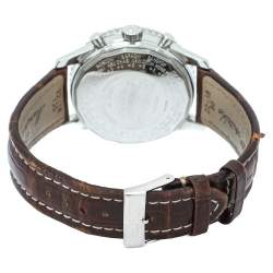 Breitling Silver Stainless Steel Leather Datora Montbrilliant Chronometer A21330 Men's Wristwatch 43 mm