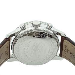 Breitling Silver Stainless Steel Leather Datora Montbrilliant Chronometer A21330 Men's Wristwatch 43 mm
