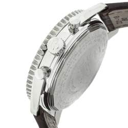 Breitling Silver Stainless Steel Leather Datora Montbrilliant Chronometer A21330 Men's Wristwatch 43 mm