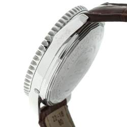 Breitling Silver Stainless Steel Leather Datora Montbrilliant Chronometer A21330 Men's Wristwatch 43 mm