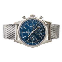 Pre Owned Breitling Black Stainless Steel Transocean Chronograph Men's Wristwatch 43 MM