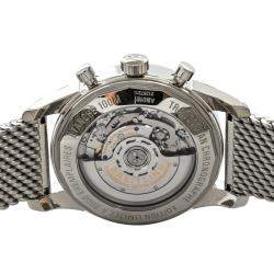 Pre Owned Breitling Black Stainless Steel Transocean Chronograph Men's Wristwatch 43 MM