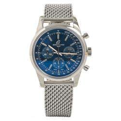 Pre Owned Breitling Black Stainless Steel Transocean Chronograph Men's Wristwatch 43 MM