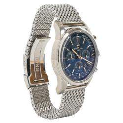 Pre Owned Breitling Black Stainless Steel Transocean Chronograph Men's Wristwatch 43 MM