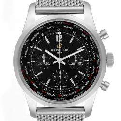Breitling Black Stainless Steel Transocean Chronograph AB0510 Men's Wristwatch 46 MM