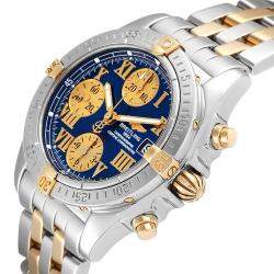 Breitling Blue 18K Yellow Gold And Stainless Steel Cockpit B13358 Men's Wristwatch 39 MM