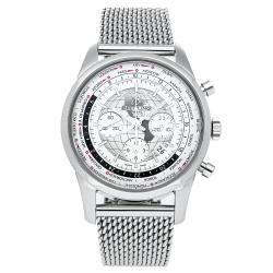 Breitling Silver Stainless Steel Transocean Chronograph AB0510U0/A790 Men's Wristwatch 46 MM
