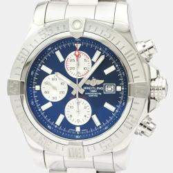 Breitling Blue Stainless Steel Super Avenger ll Chronograph A13371 Men's Wristwatch 49 MM