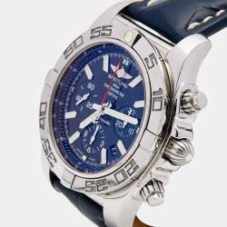 Pre Owned Breitling Blue Stainless Steel Croc Leather Limited Boutique Edition Special Delivery Chronomat AB01102A/C946 Men's Wristwatch 44 mm