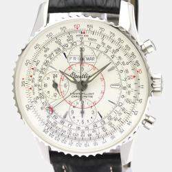 Breitling Silver Stainless Steel Navitimer Montbrillant Datora A21330 Automatic Men's Wristwatch 42 mm