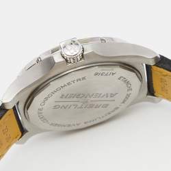 Breitling Black Stainless Steel Leather Avenger A17318101B1X1 Men's Wristwatch 43 mm