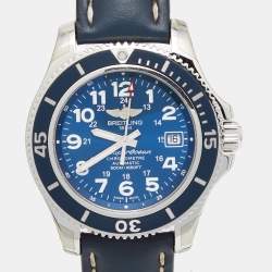 Breitling Blue Stainless Steel Leather Superocean II A17365D1/C915 Men's Wristwatch 42 mm