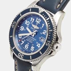 Breitling Blue Stainless Steel Leather Superocean II A17365D1/C915 Men's Wristwatch 42 mm