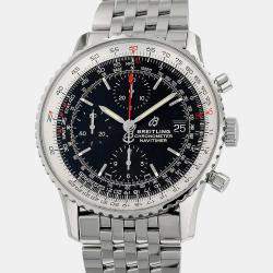 Breitling Black Stainless Steel Navitimer Chronograph A13324 Men's Wristwatch 42 mm
