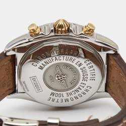 Pre Owned Breitling Mother of Pearl 18k Yellow Gold Stainless Steel Crocodile Cockpit B13358 Men's Wristwatch 39 mm