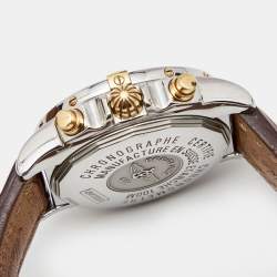 Pre Owned Breitling Mother of Pearl 18k Yellow Gold Stainless Steel Crocodile Cockpit B13358 Men's Wristwatch 39 mm