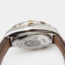 Pre Owned Breitling Mother of Pearl 18k Yellow Gold Stainless Steel Crocodile Cockpit B13358 Men's Wristwatch 39 mm