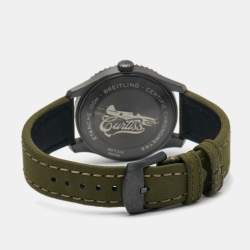 Pre Owned Breitling Green Black PVD Coated Stainless Steel Fabric Leather Aviator 8 Curtis Warhawk M173152A1L1X2 Men's Wristwatch 41 mm