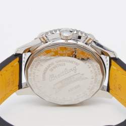 Pre Owned Breitling Black Stainless Steel Leather Montbrilliant Datora A21330 Men's Wrisrwatch 43 mm