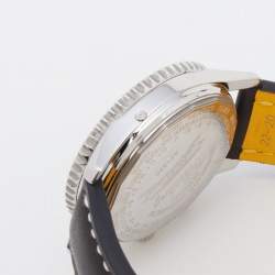 Pre Owned Breitling Black Stainless Steel Leather Montbrilliant Datora A21330 Men's Wrisrwatch 43 mm