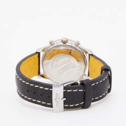 Pre Owned Breitling Black Stainless Steel Leather Montbrilliant Datora A21330 Men's Wrisrwatch 43 mm