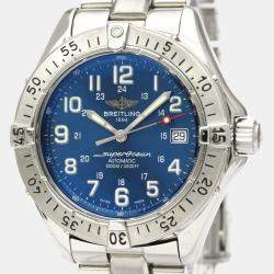 Breitling Blue Stainless Steel Superocean A17340 Automatic Men's Wristwatch 41 mm