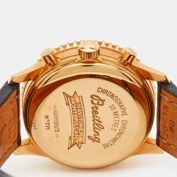 Pre Owned Breitling Silver 18k Rose Gold Alligator Navitimer Montbrillant H41330 Unisex 38 mm