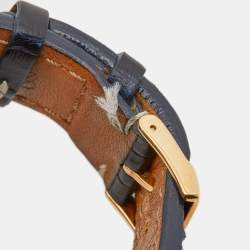 Pre Owned Breitling Silver 18k Rose Gold Alligator Navitimer Montbrillant H41330 Unisex 38 mm