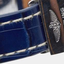 Breitling Blue Stainless Steel Alligator Navitimer 1461 Limited Edition A19370 Men's Wristwatch 46 mm 