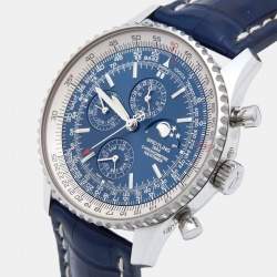 Breitling Blue Stainless Steel Alligator Navitimer 1461 Limited Edition A19370 Men's Wristwatch 46 mm 