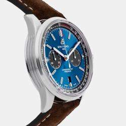 Breitling Blue Stainless Steel Premier AB0118A61C1X1 Automatic Men's Wristwatch 42 mm