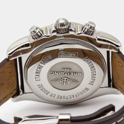 Pre Owned Breitling Silver Stainless Steel Alligator Leather Chronomat AB011011?G684 Men's Wristwatch 44 mm