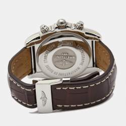 Pre Owned Breitling Silver Stainless Steel Alligator Leather Chronomat AB011011?G684 Men's Wristwatch 44 mm