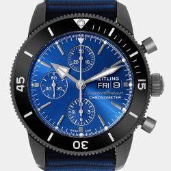 Breitling Blue DLC Coated Stainless Steel Superocean M13313 Automatic Men's Wristwatch 44 mm