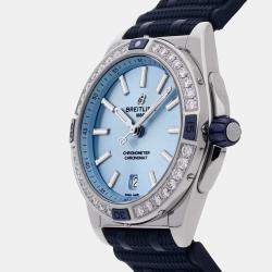 Breitling Blue Stainless Steel Chronomat Automatic Men's Wristwatch 38 mm