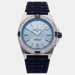 Breitling Blue Stainless Steel Chronomat Automatic Men's Wristwatch 38 mm