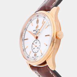 Breitling Silver 18k Rose Gold Premier R37340351G1P1 Automatic Men's Wristwatch 40 mm