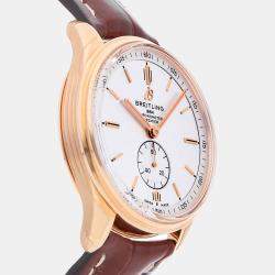 Breitling Silver 18k Rose Gold Premier R37340351G1P1 Automatic Men's Wristwatch 40 mm