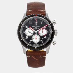 Pre Owned Breitling Black Stainless Steel Aviator AB01194A1B1X2 Automatic Men's Wristwatch 43 mm