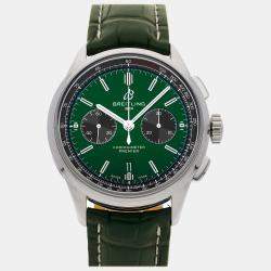 Breitling Green Stainless Steel Premier AB0118221L1P1 Automatic Men's Wristwatch 42 mm