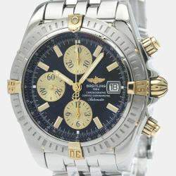 Pre Owned Breitling Black Yellow Gold Stainless Steel Chronomat B13356 Automatic Men's Wristwatch 44 mm